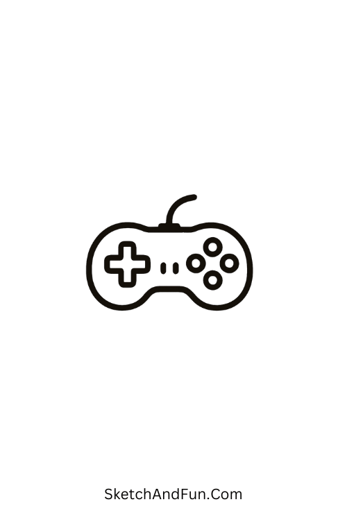 A doodle of a tiny retro game controller for Y2K doodle stickers.