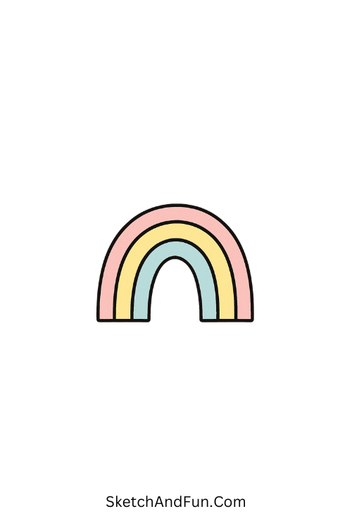 A doodle of a three-line pastel rainbow as easy Y2K doodles.