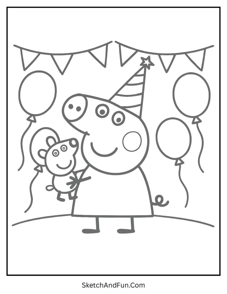 Peppa Pigs Birthday Party Coloring Page pdf