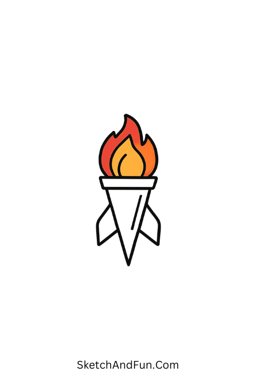 A doodle of a rocket shaped like ice cream with colorful flames, space doodles aesthetic