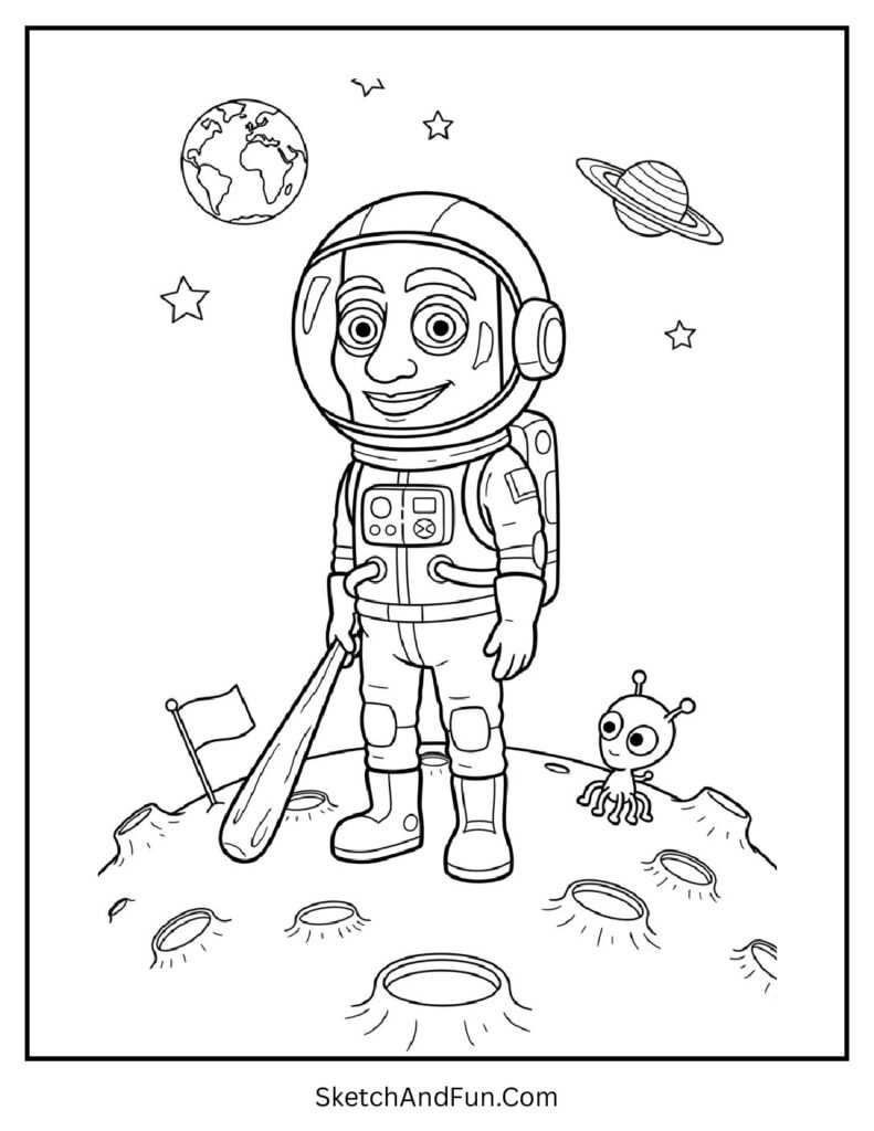 Tung Tung Tung Sahur Line Art Coloring Page