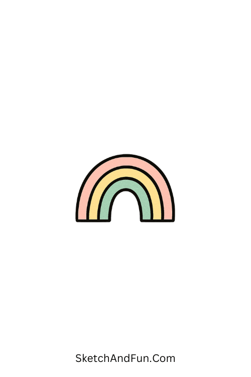 A small rainbow in soft pastel colors, Leuke doodles art
