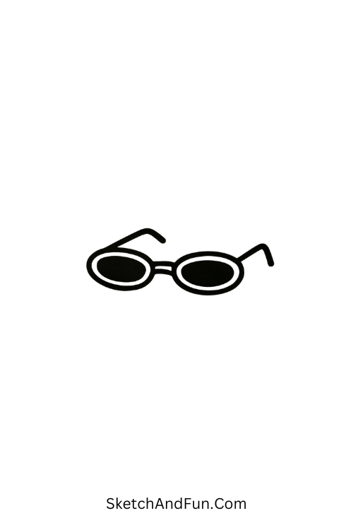 A doodle of minimal retro sunglasses for downloadable Y2K doodles.
