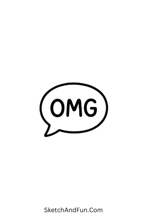 A doodle of a speech bubble with “LOL” for Y2K doodles ideas.