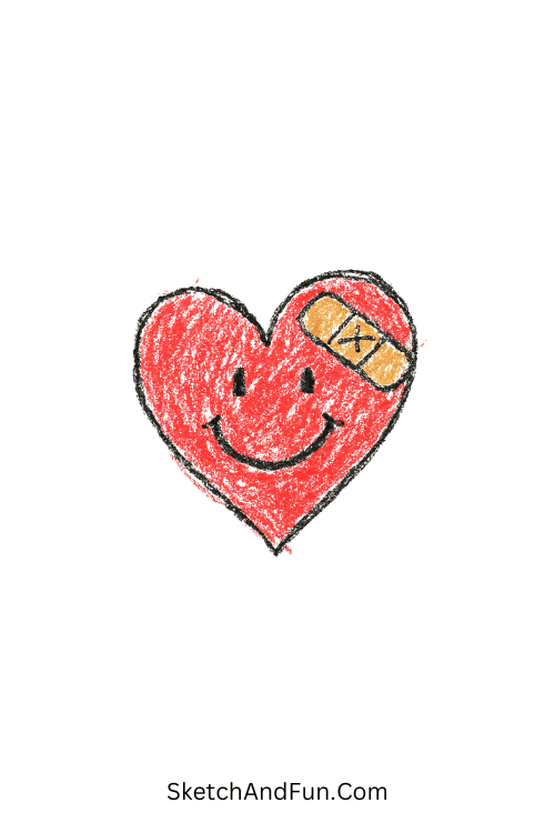 Bandaged Heart Still Smiling Motivational Doodle