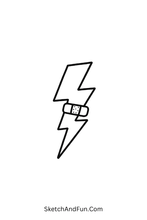 A doodle of a lightning bolt with a bandage, grunge doodles easy