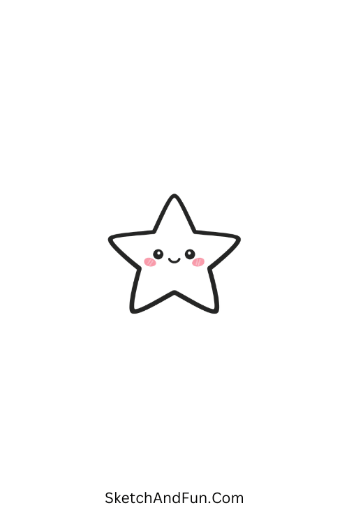 A doodle of a single star with tiny eyes and blush, arm doodle inspiration
