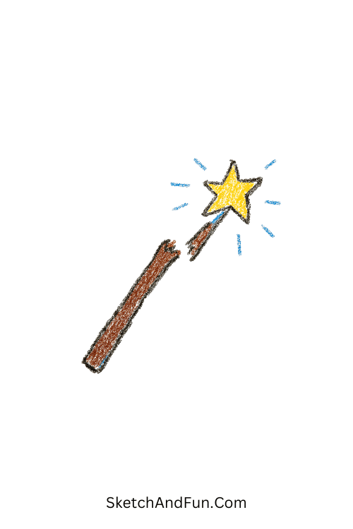 A doodle of a snapped wand with fading sparks, Harry Potter Hogwarts doodle ideas