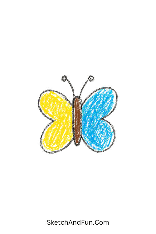 A doodle of a simple butterfly outline, notebook doodle drawing