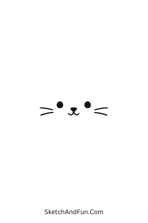 A doodle of a tiny cat face with dots and whiskers, arm doodle art for kids