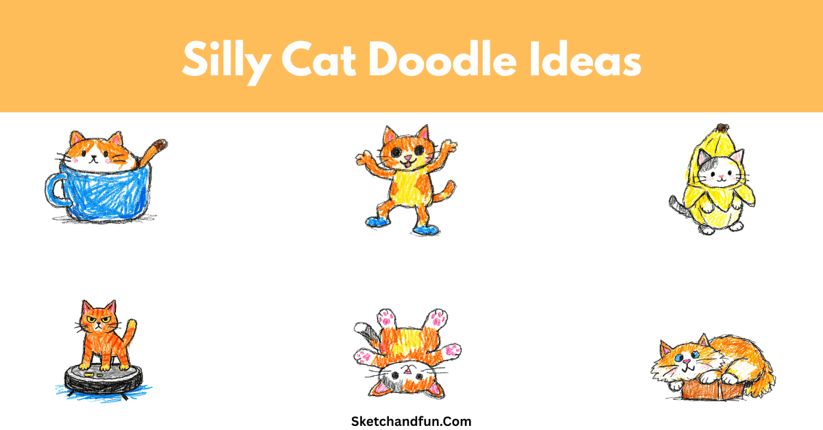 20+ Silly Cat Doodles and Drawing Ideas