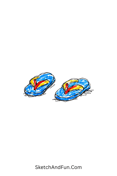 A doodle of flip flops pair tilted, may doodles easy