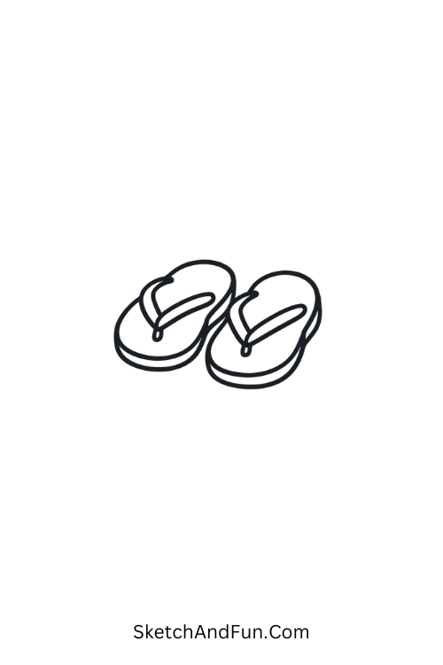 A drawing of two tiny flip flops with straps, summer holiday drawing ideas
