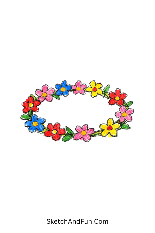 A doodle of flower crown circle, may bullet journal doodles