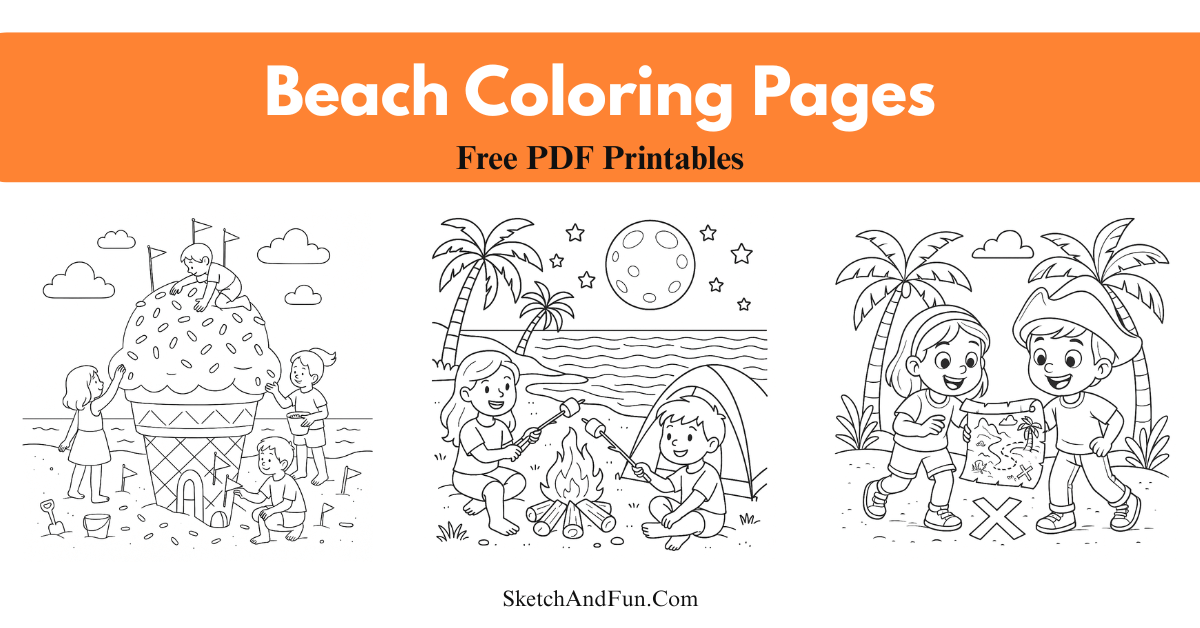 30+ Beach Coloring Pages