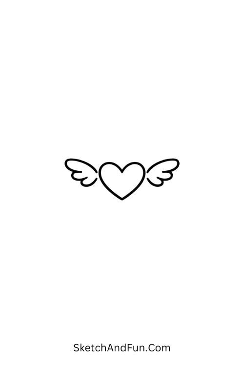 A doodle of a heart with tiny wings floating gently, temporary arm art ideas