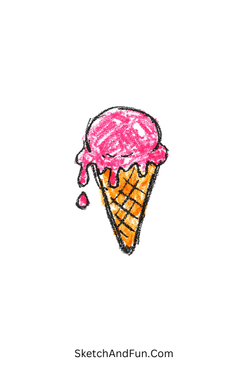 A doodle of melting ice cream cone, viral may doodles