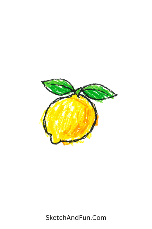 A doodle of lemon with leaves, simple may doodles