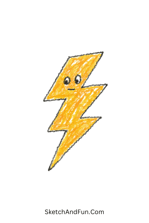 A doodle of a lightning bolt with tiny eyes, random doodles for notebook