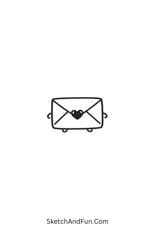 A doodle of a tiny envelope with heart seal, doodle pattern ideas