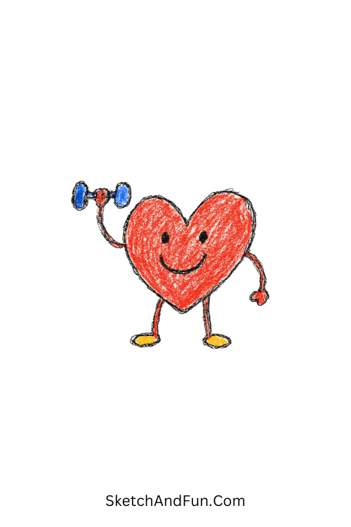 Little Heart Lifting a Dumbbell Motivational Doodle
