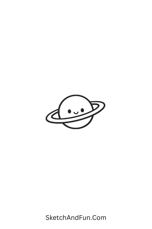 A doodle of a tiny planet with a ring like Saturn, arm hobby art ideas