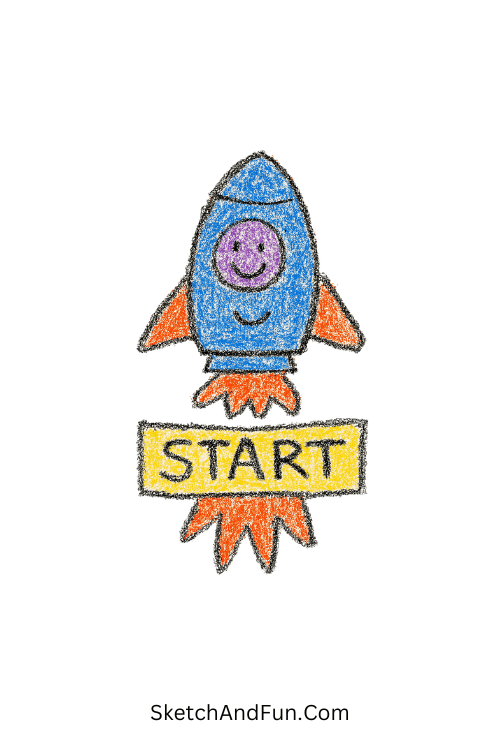 Little Rocket Saying Start Motivational Doodle