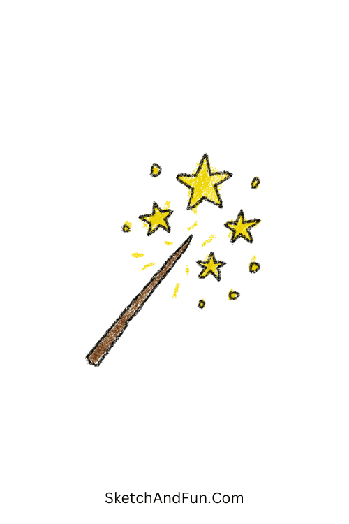 A doodle of a wand sending sparkles across the page, Harry Potter sketch ideas