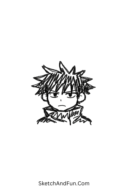 A doodle of Megumi with a serious face and calm expression, jjk character doodle challenge