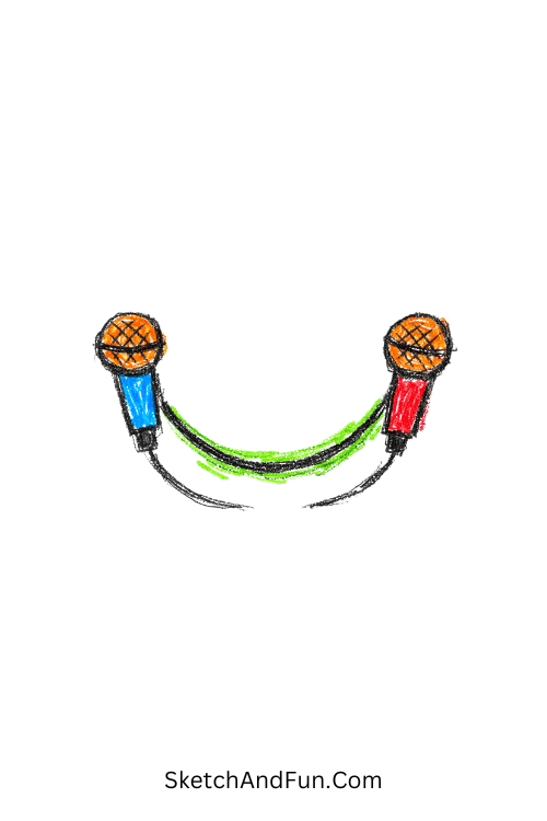 A doodle of a microphone shaped like a gentle smile, music doodle icons