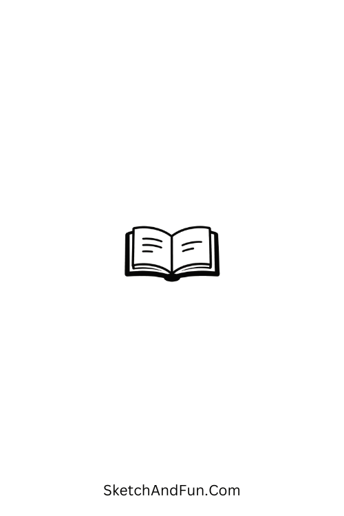 A doodle of a tiny open book with simple lines, doodle book ideas for kids