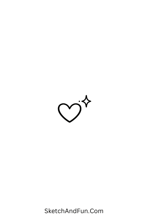 A doodle of a small sparkling heart, tiny doodles coloring