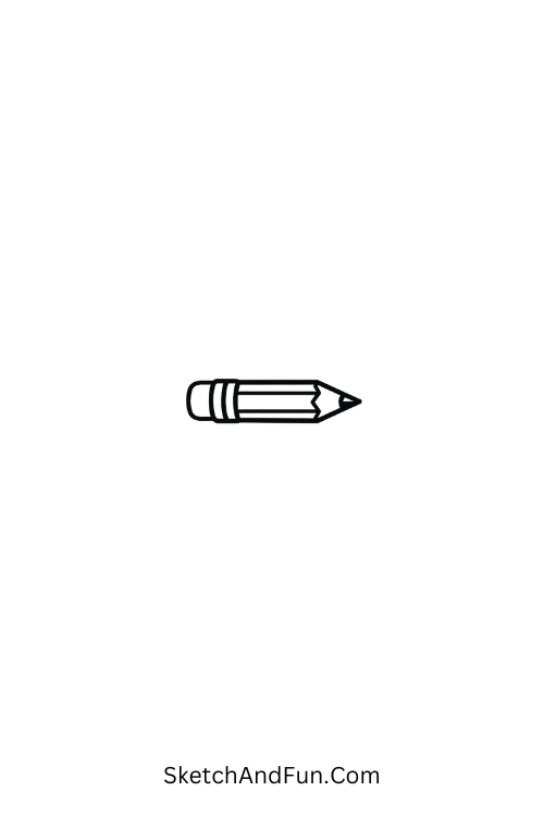 A doodle of a small pencil with tip and eraser, doodles for coloring pages