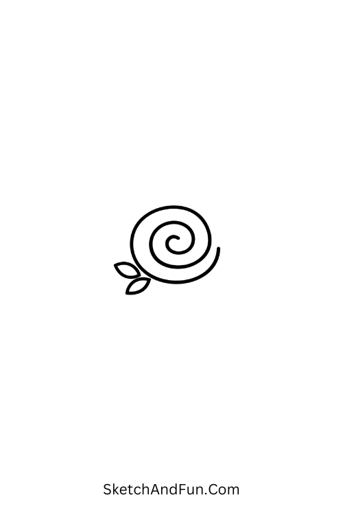 A doodle of a simple rose spiral with two leaves, arm doodles images