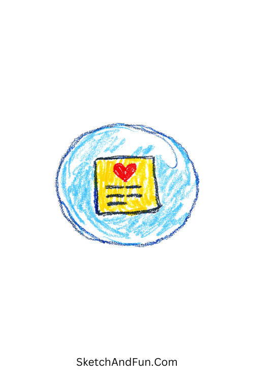 A doodle of a note trapped inside a soft bubble, kids music doodle activities