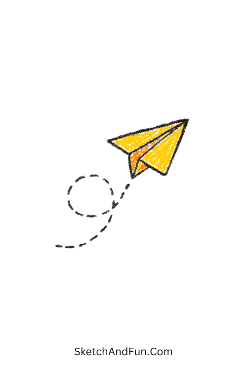 A doodle of a paper airplane with dotted trail, simple school doodles for notebook