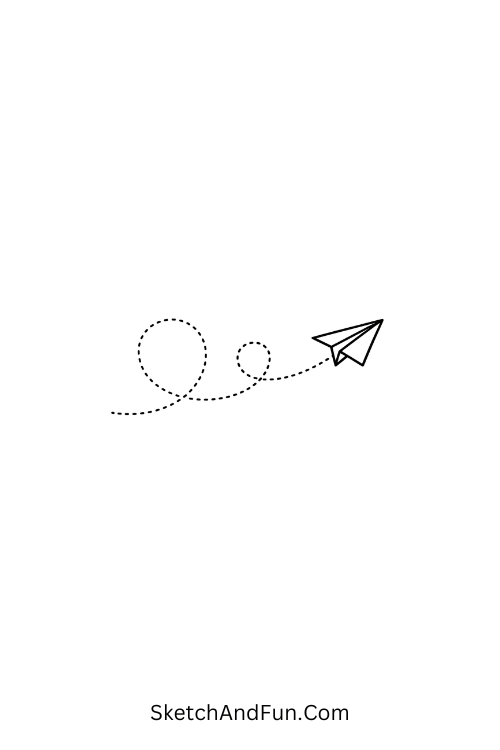 A doodle of a tiny paper plane with a looping trail, pen doodle designs download