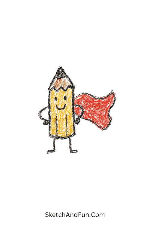 Pencil With a Tiny Cape Motivational Doodle