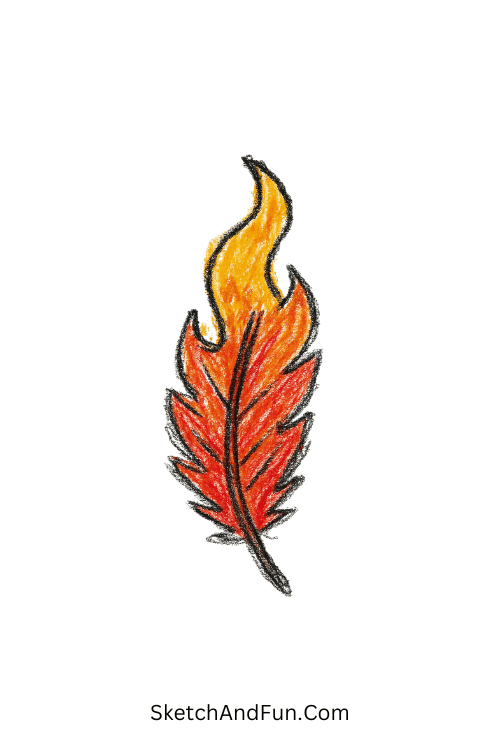 A doodle of a feather with a flame-like glow, Harry Potter small doodles