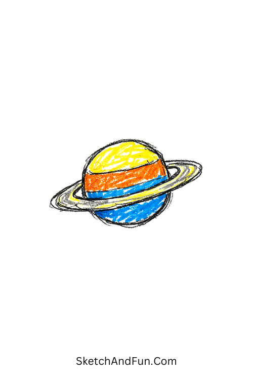 A doodle of a small planet with bold rings, doodle art designs free