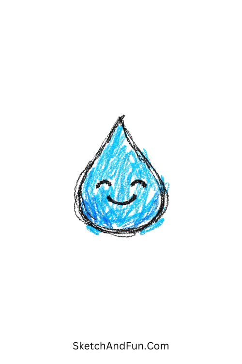 A doodle of smiling raindrop, may doodles easy for beginners