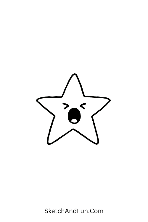 A doodle of a screaming star with messy outline, grunge doodles aesthetic