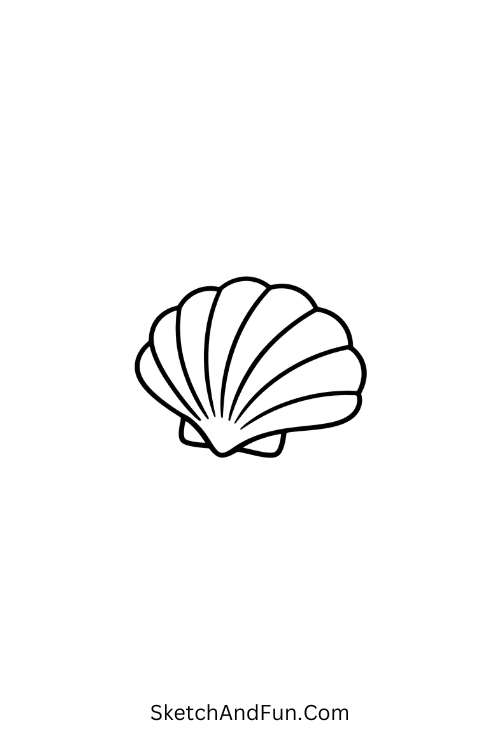 A drawing of a soft spiral seashell outline, simple ocean drawing ideas