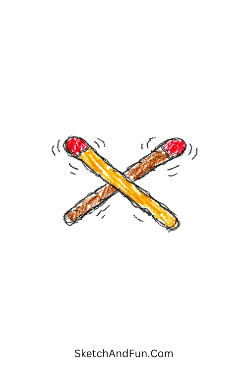 A doodle of two wobbly drumsticks crossing mid-beat, music doodle games