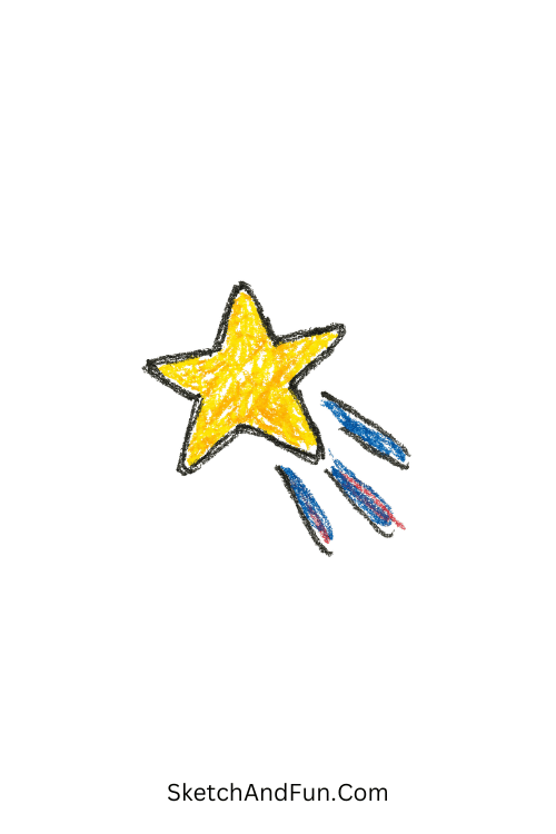 A doodle of a shooting star with trail lines, notebook doodle patterns