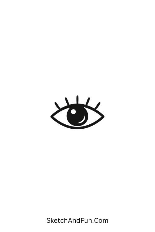 A doodle of a minimal eye with delicate lashes, arm sketch ideas