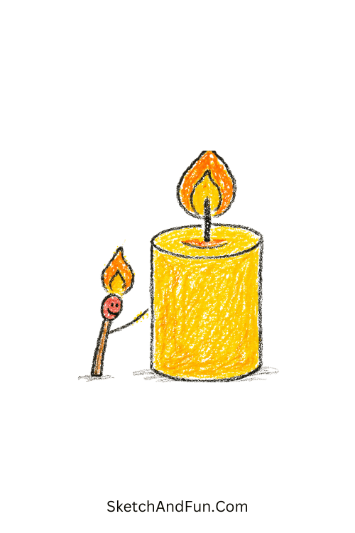 Small Matchstick Lighting a Big Candle Motivational Doodle