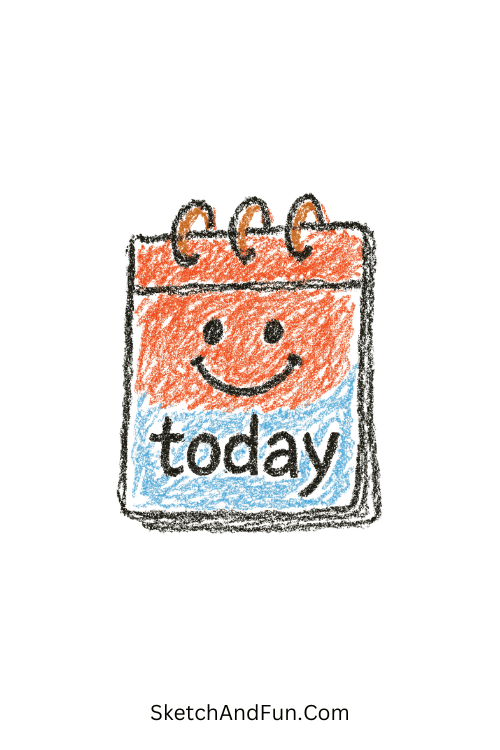 Smiling Calendar Page Saying Today Motivational Doodle