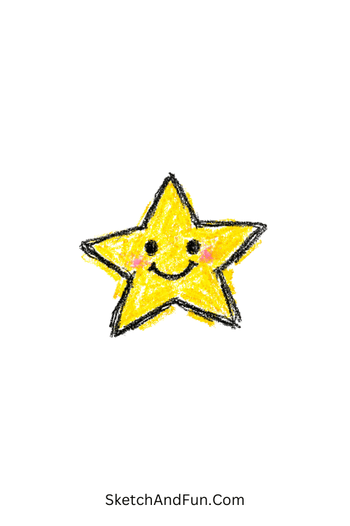 A doodle of a tiny star with a cute smiling face, cute star doodle