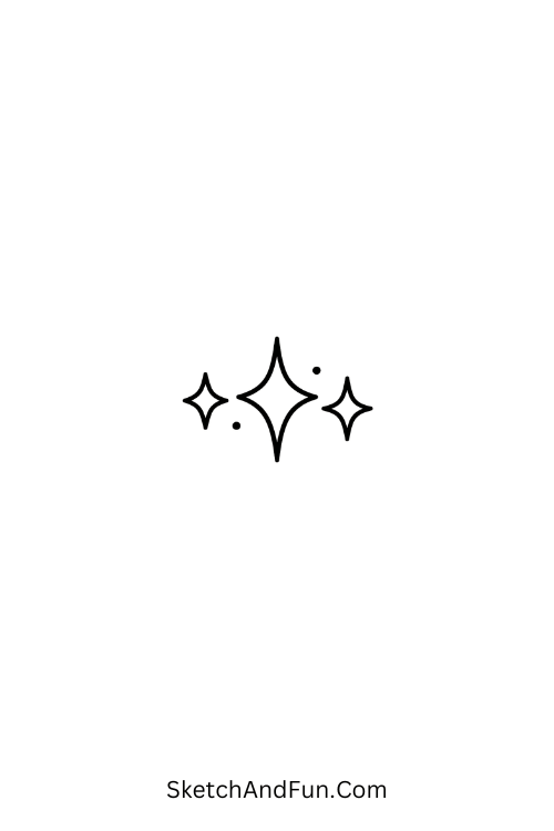 A doodle of three small sparkling stars close together, creative arm doodle motifs